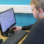 Harrison on the computer